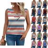Women's Striped, Polka Dot Print Vest Summer Button-down V-neck T-shirt Sleeveless Loose Fashion Top