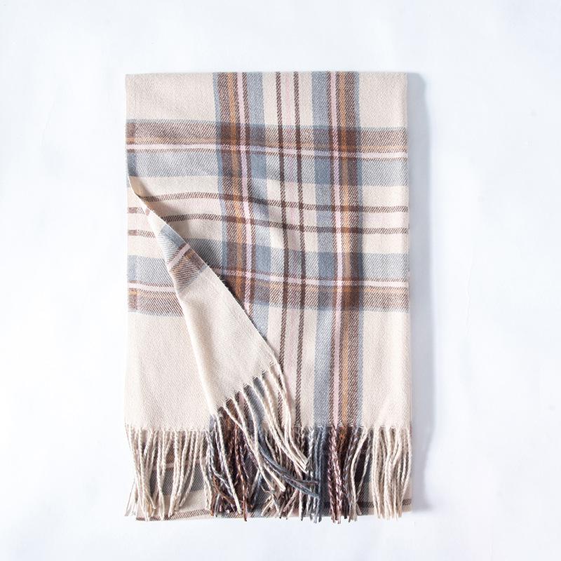 2025 Winter Women's Plaid Tassel Shawl: Medium-Length, Warm Imitation Cashmere Scarf