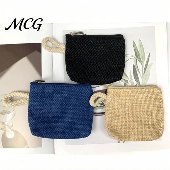 Hand Strap Coin Purse Women Purse, Fabric Mini Change Portable Small Japanese Casual Style Bag Zippered Pouch for Coins Cash Cards Lipstick