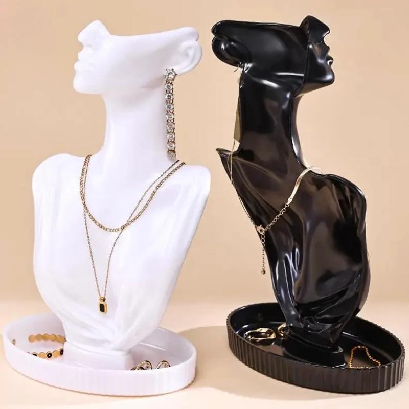 High end jewelry plastic display rack, portrait neck model handicraft display rack, necklace and earring storage display rack
