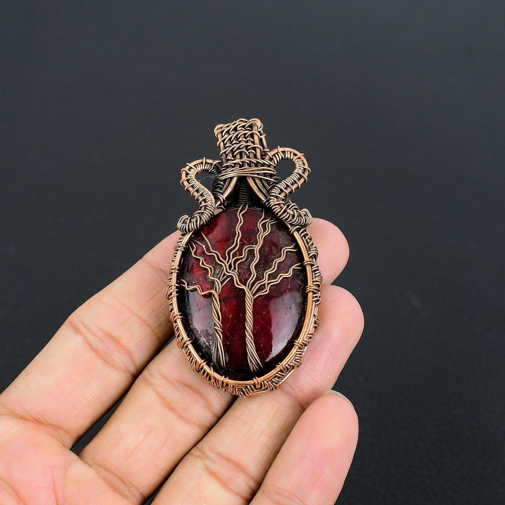 Подвеска из красного лабрадорита, украшение, обернутое медной проволокой 999 пробы, подвеска с драгоценным камнем, ювелирное изделие ручной работы, свадебный подарок