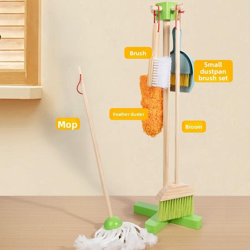 Cleaning Kids Wooden Toy Kit Interactive Role Play Emotional Cognitive Growth