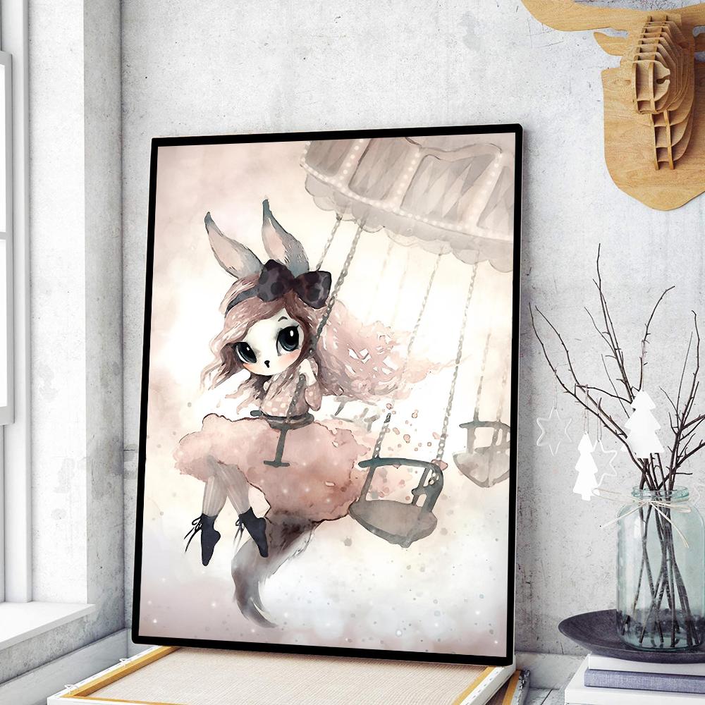 Миссис Мигетто Винтаж Принцесса Банни Классические постеры фильмов Белая бумага Наклейка DIY Комната Бар Кафе Эстетическое искусство Настенная живопись