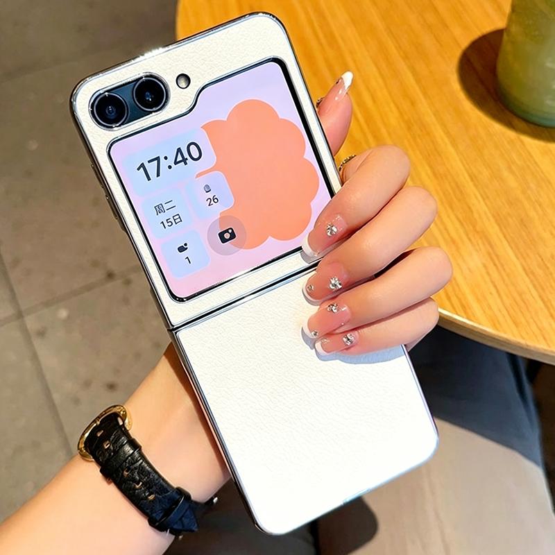 Однотонный чехол для телефона с текстурой личи для Samsung Galaxy Z Flip7 FE Flip 7 6 5 Электроокрашенный Серебристый PC Защитный чехол