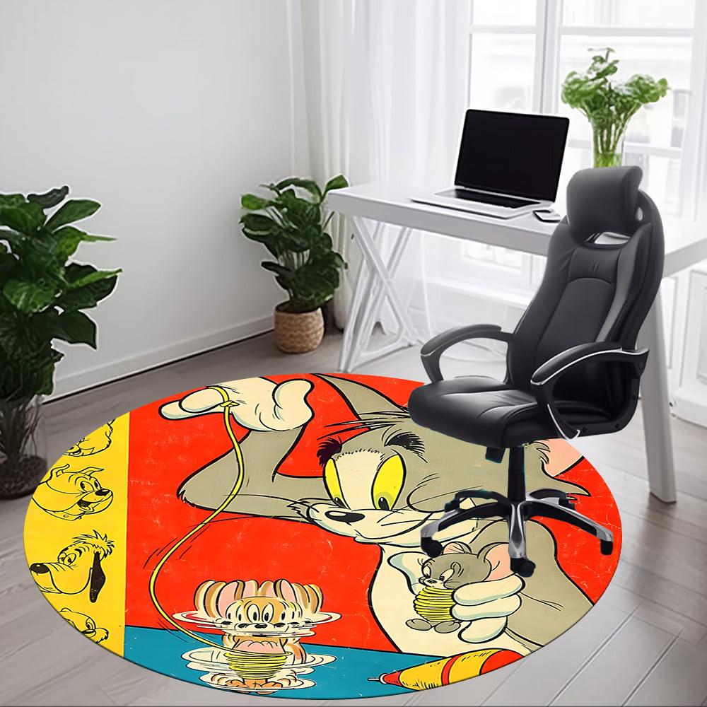 1pc Tom Jerry Office Round Area Rug, Under Office Chairs Bedroom Living Room Home Decor, Room Deco, Available in Various Sizes160