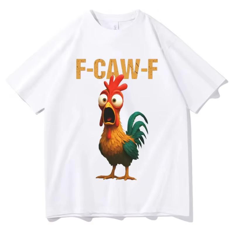 Novelty F Caw F Chicken T Shirts Meme Tee Women Unisex Cotton Summer Harajuku Oversized Funny Short Sleeve Gifts Loose Casual Tops