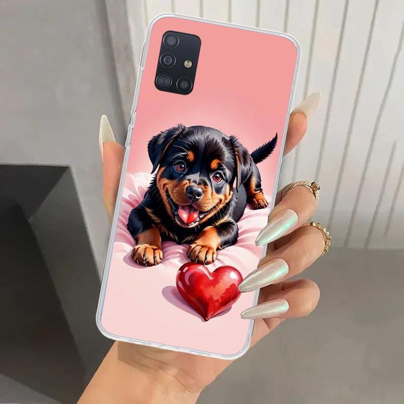 Милый Щенок Сердце Собаки Чехол для Телефона для Samsung Galaxy A52 A32 A22 A12 A02S A50S A30S A10S Note 20 Ultra 10 Plus S10 A31 A20 A71