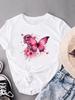 (Asian Size) watercolor flower love cute Women's Top Fashion T Clothing Print Female Casual  Short Sleeve T-shirts Graphic Tee