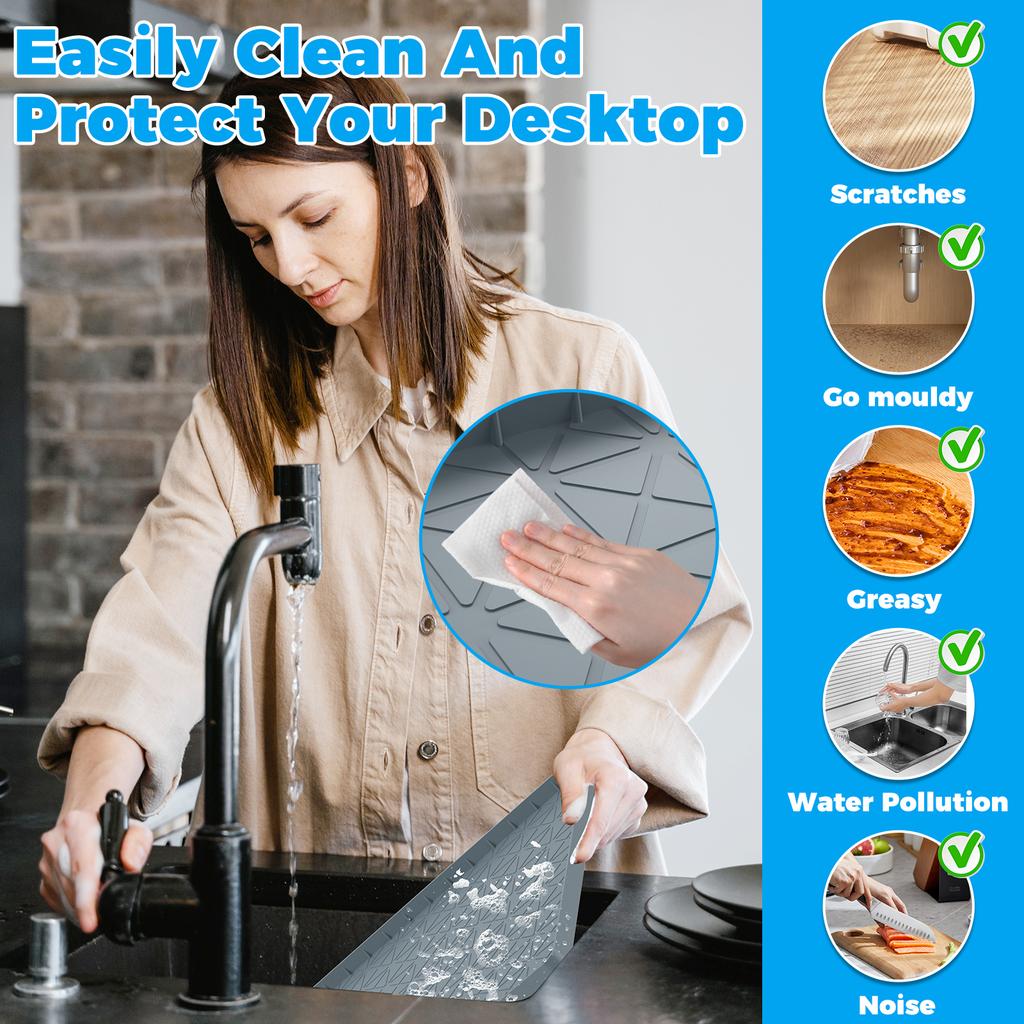 Утолщенный силиконовый коврик под раковину, термостойкий, водонепроницаемый, для шкафа, защитный коврик для ванной, кухонного шкафа, с повышенным краем