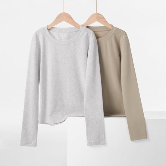 Женская футболка с длинным рукавом, футболка с круглым вырезом, дышащая, приятная к коже, базовая футболка, осень-зима, топ для ношения под одеждой