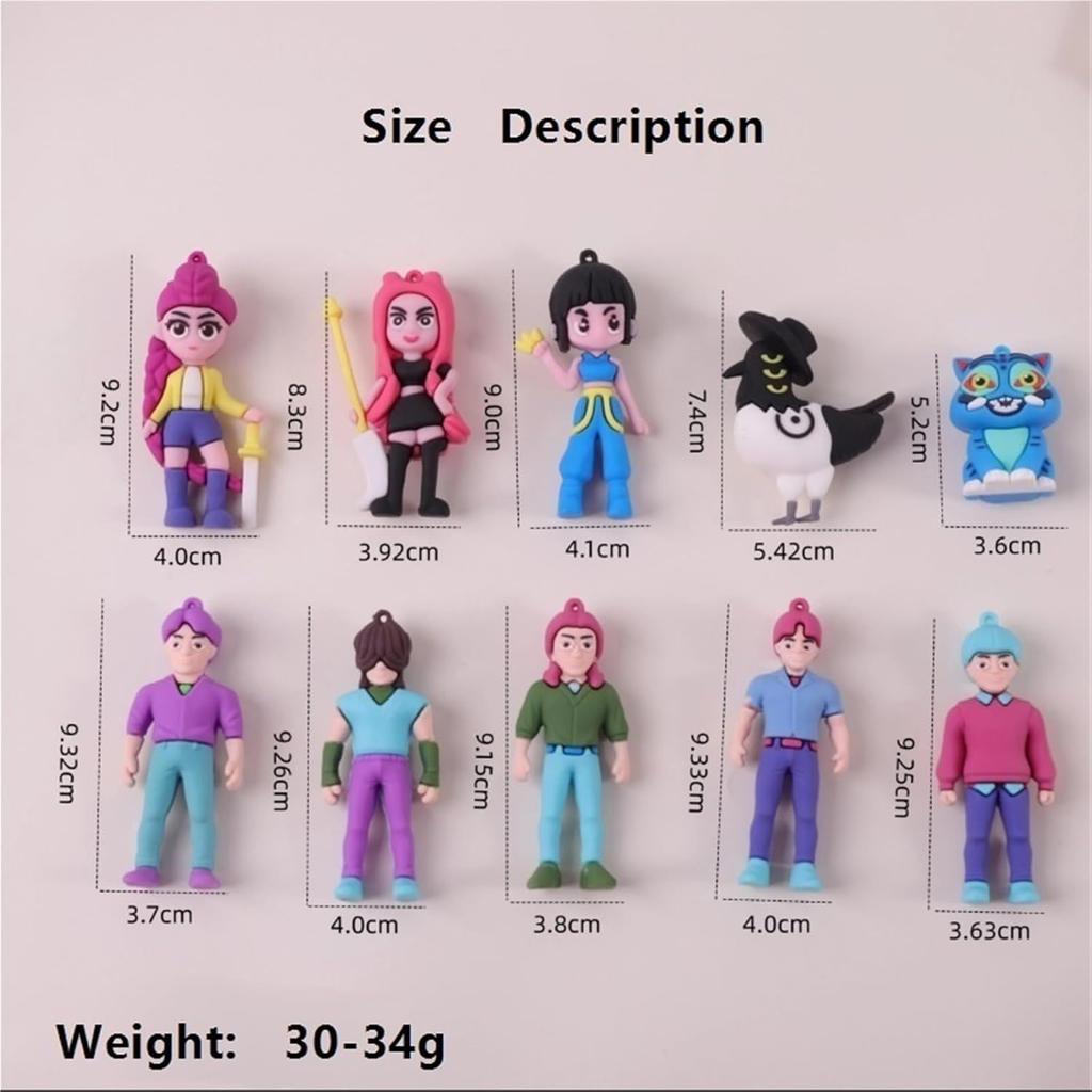 K-pop Брелок Демон 10 шт. Мультяшные Фигурки Охотников Подвески для Ключей Силиконовые для Сумки Брелок Украшение Подвески Взрослые