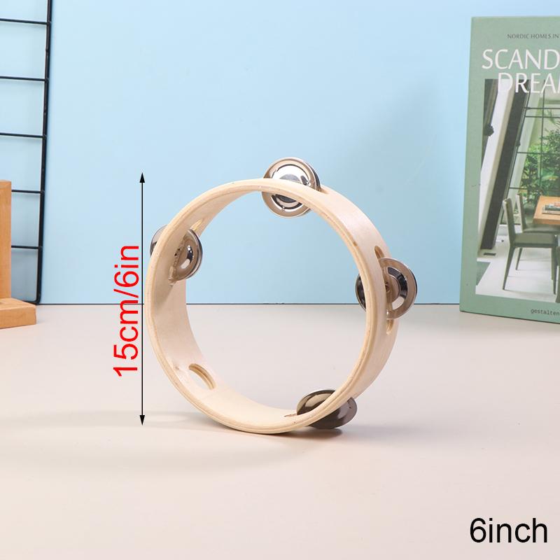 4/6/7/8/10-дюймовые ручные барабаны, игрушки, образование, музыкальный инструмент Орфа, бубен, колокольчик с ручкой, однорядный деревянный бубен с кольцами