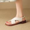 Летняя новая женская обувь модные женские сандалии с открытым носком на толстом каблуке из натуральной кожи однотонные сандалии на платформе повседневные римские туфли женские