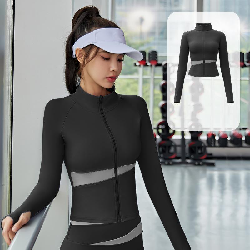 Спортивная куртка с длинным рукавом, женская рубашка на молнии для фитнеса, йоги, спортивный топ, спортивная одежда, быстросохнущие пальто для бега, одежда для тренировок, женская спортивная одежда