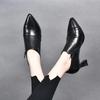 High Heels Women's 2025 Autumn New Black Cowhide Pointed Thin High Heel Deep Mouth Single Shoes Women's Professional Four Seasons Leather Shoes