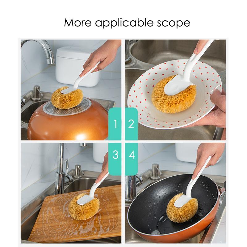 Щетка для кокосовой кастрюли с антипригарным покрытием, антипригарная щетка для мытья масла, не повредит кастрюлю, щетка для чистки с длинной ручкой, щетка для кухонной мойки