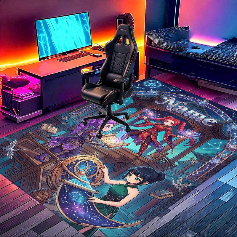 Custom Name Personalized Kpop Demon Hunter Print Carpet, Versatile Home Decor Rug, for Playroom, Apartment, Balcony, Entryway, Hallway Gift