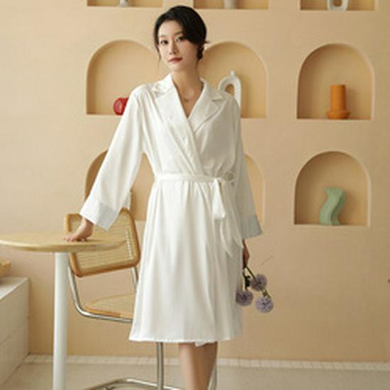 Женский длинный халат в стиле шелка с принтом журавлей для невесты и подружки невесты - Дышащая и удобная пижама.