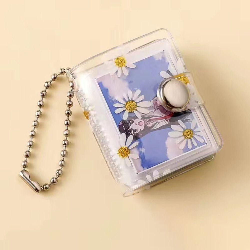 With Buckle Daisy Photo Album Thickened Pocket Keychain Album Mini Card Holder  Birthday Gift