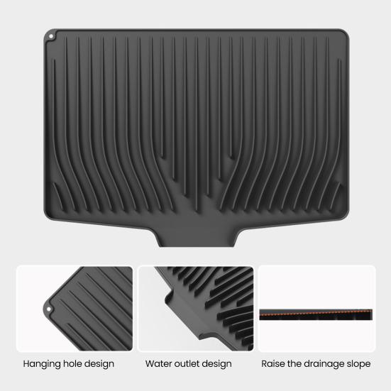 Силиконовый коврик для слива, термостойкий, наклонный дизайн, прямоугольной формы, кухонный коврик, коврик для сушки посуды в скандинавском стиле