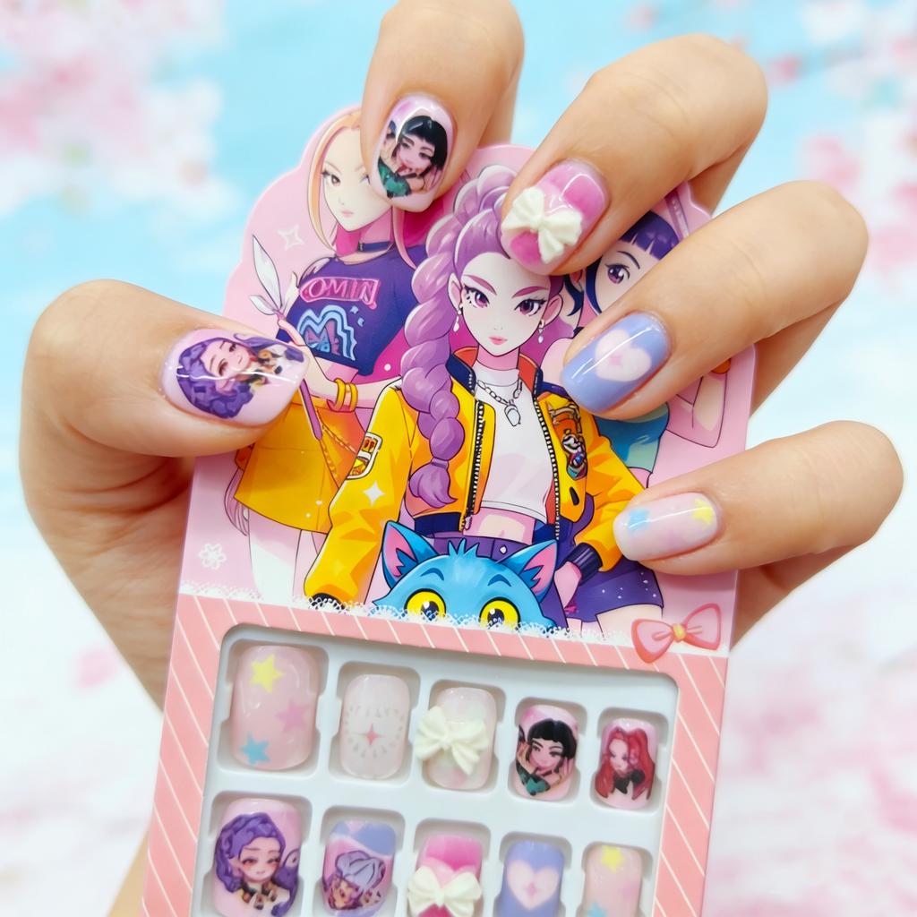 Latest K-Pop Demon Hunter animation merchandise nail press DIY children's polymer material nail kit perfect holiday present for girls