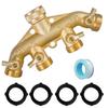 Латунный разветвитель садового шланга (4 пути), Соединитель для шланга из твердой латуни, переходник на патрубок шланга 3/4 дюйма, 4 клапана с 4 дополнительными резиновыми шайбами