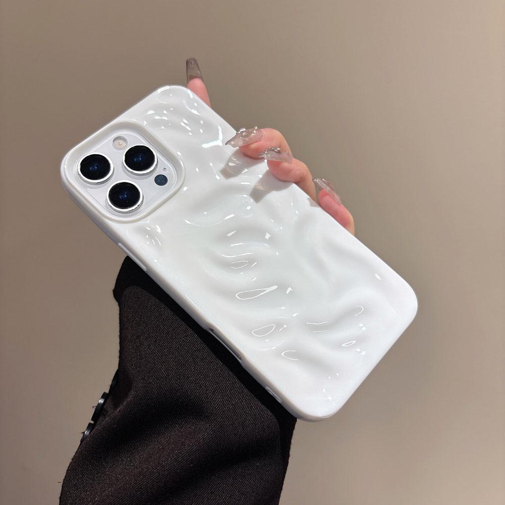 Роскошный Чехол для Телефона iPhone 16 15 14 13 12 11 Pro Max с Текстурой Складки Волна, Мягкий Силикон, Конфетный, Ударопрочный Бампер