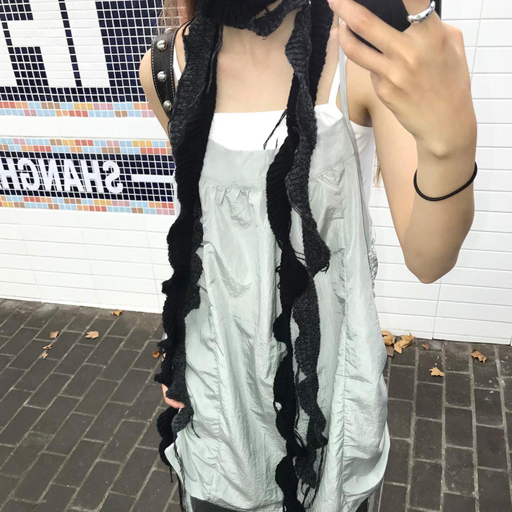 Flouncing Scarf for Women Long Skinny Belt Necktie Neck Scarf Y2K Girls Photo Props Long Neckerchief Skinny Scarf