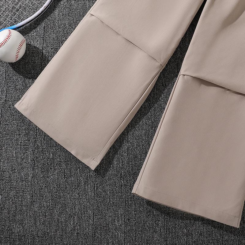 Детский костюм для девочек 8-12 лет, летний новый модный топ с короткими рукавами и буквенным принтом + повседневные широкие брюки