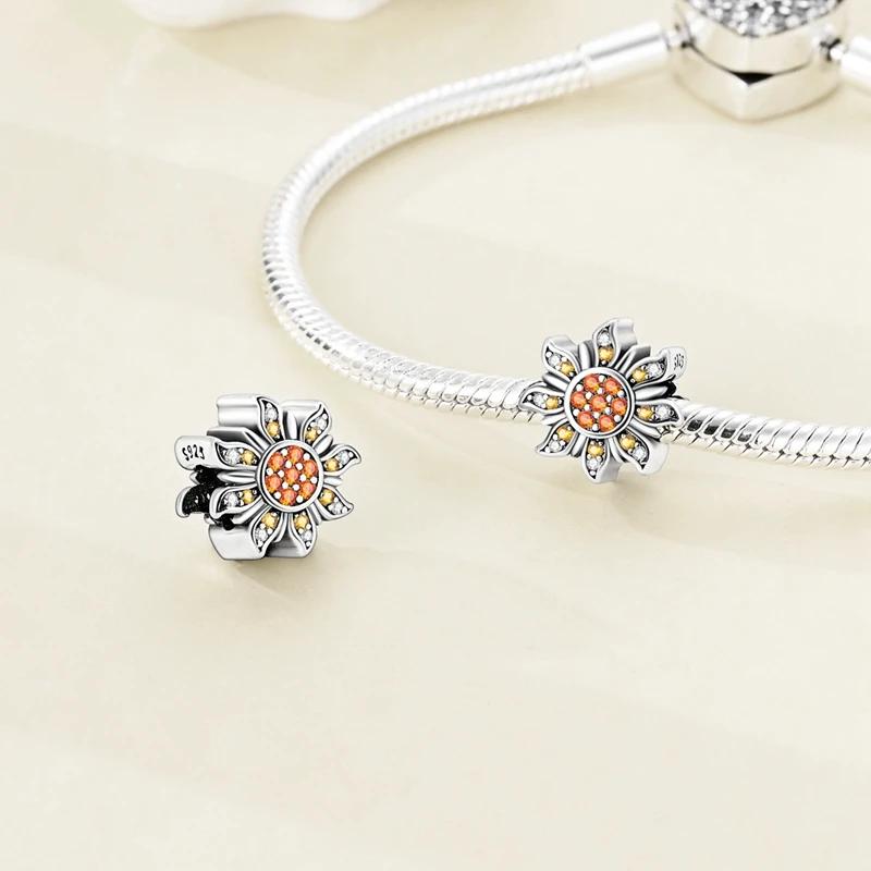 New Collection Copper Sisters Bear Flower Charms Bead Fit Original Bracelet Jewelry For Woman Diy Gift