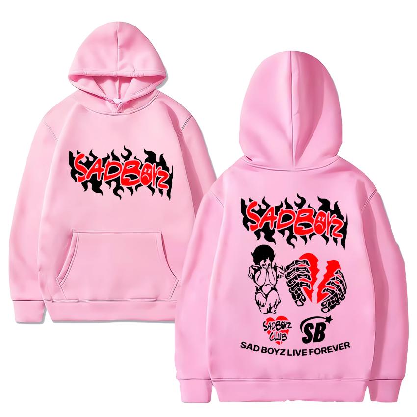Худи Junior H Sad Boyz Музыкальное Новое Мужское Женское Винтажное Флисовое С длинным рукавом Уличный стиль Унисекс Повседневное Оверсайз Пуловер Толстовка