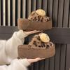 2025 New Thick-soled Heightened Velvet Boken Shoes Big Head One Pedal Small Head Cotton Slippers Women