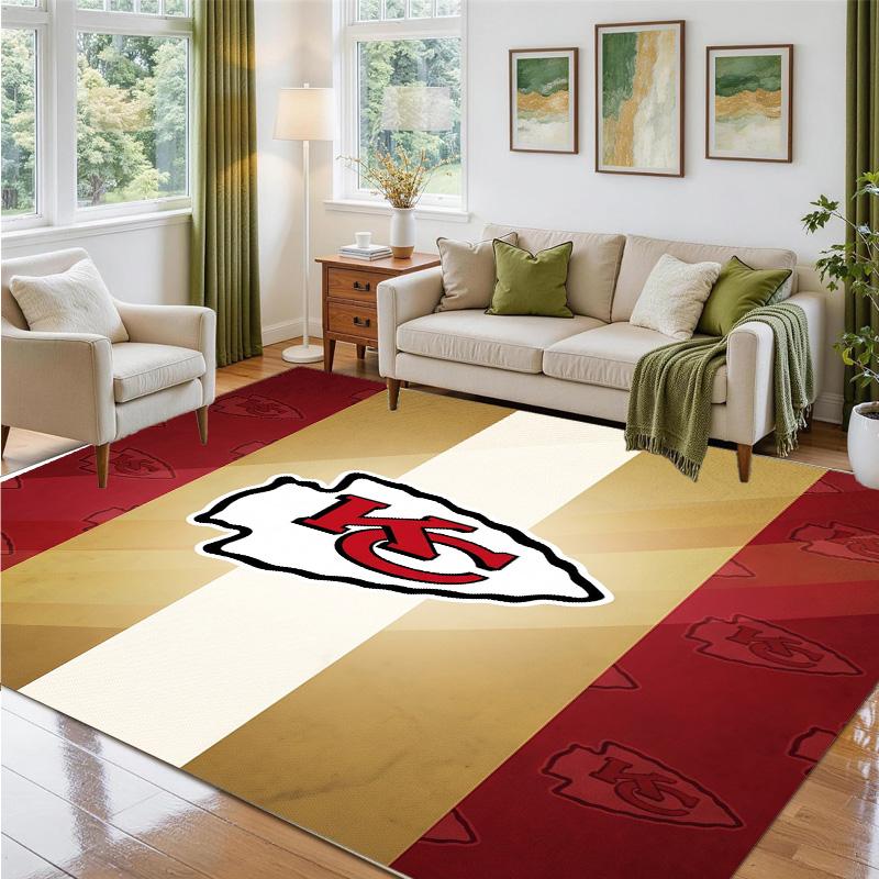 Ковер из кристаллического велюра с дизайном Kansas City Chiefs, мягкий декоративный коврик для спальни, прихожей