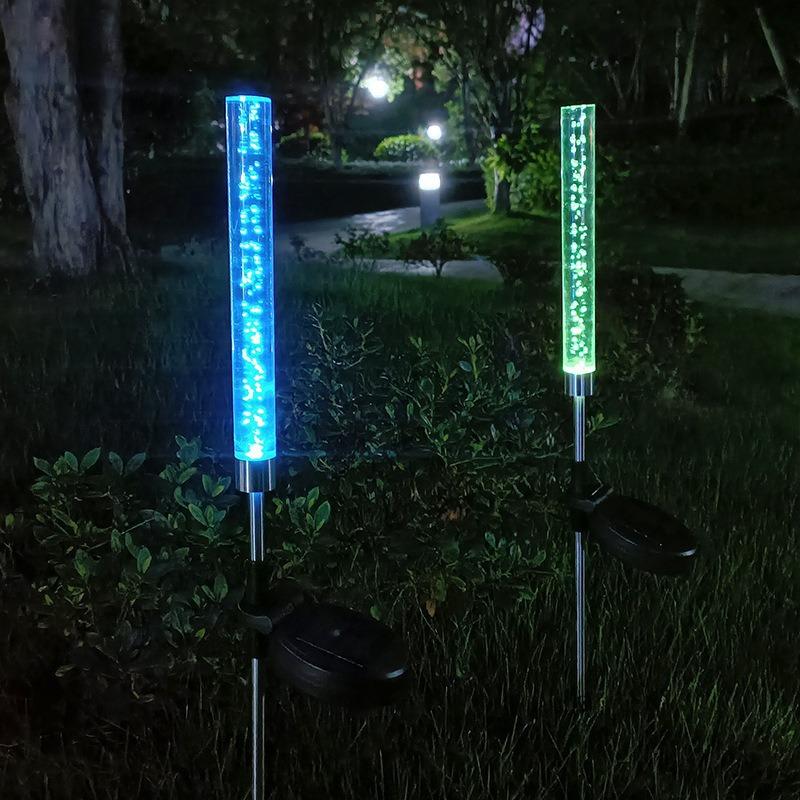 Solar-powered bubble stick lawn light, LED courtyard decoration, reed-style ambient lamp, outdoor waterproof glowing crystal stick