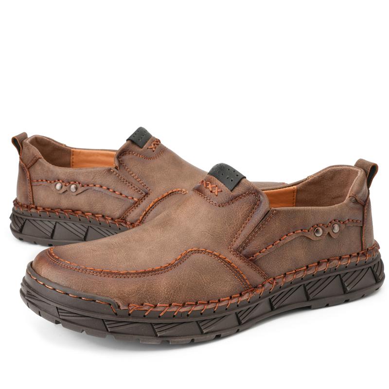 Мужская кожаная повседневная кожаная обувь большого размера с высоким берцем в стиле ретро, короткие сапоги