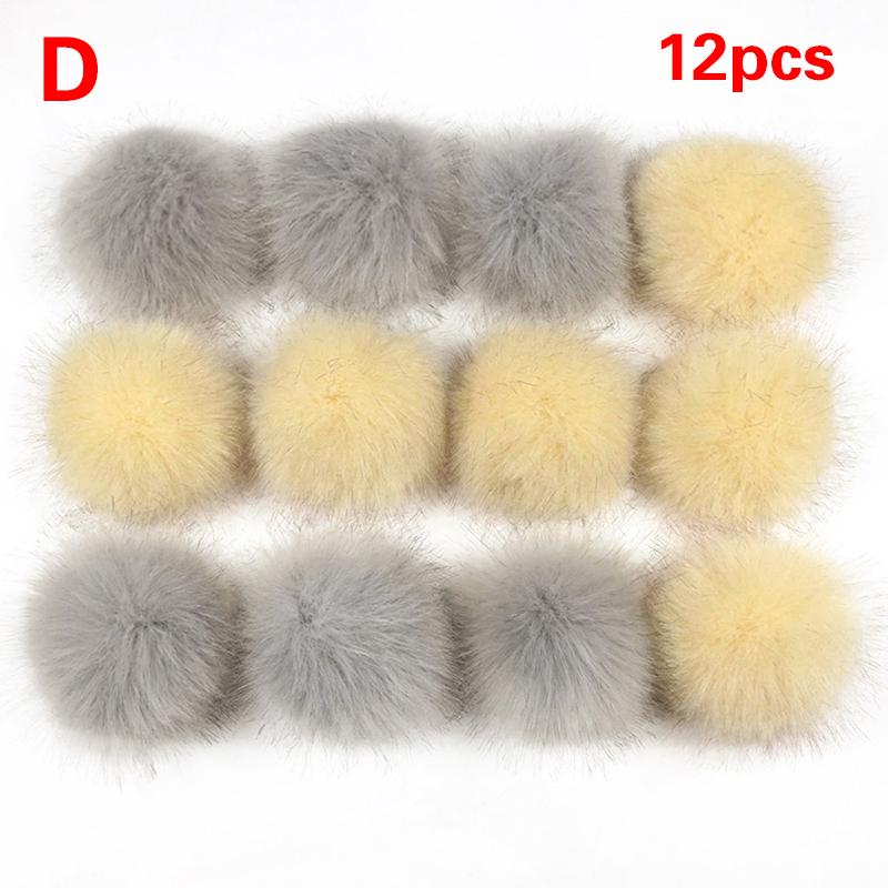 12 шт. 8 см Разноцветные искусственные меховые помпоны для шапки, помпоны из искусственного лисьего меха для обуви, DIY, ручная работа, аксессуары для шапок и одежды