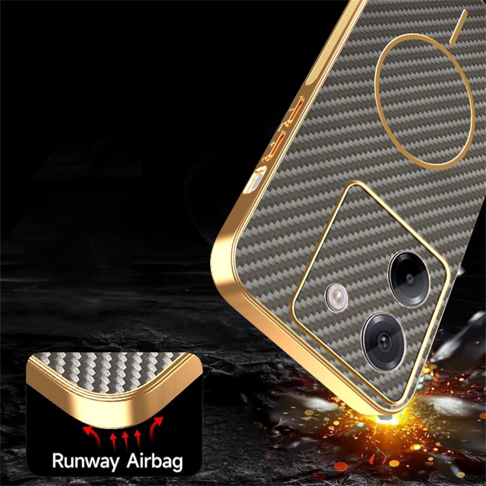 For Xiaomi Poco M7 Pro 5G Phone Case Carbon Fiber Textured Electroplated TPU Back Cover