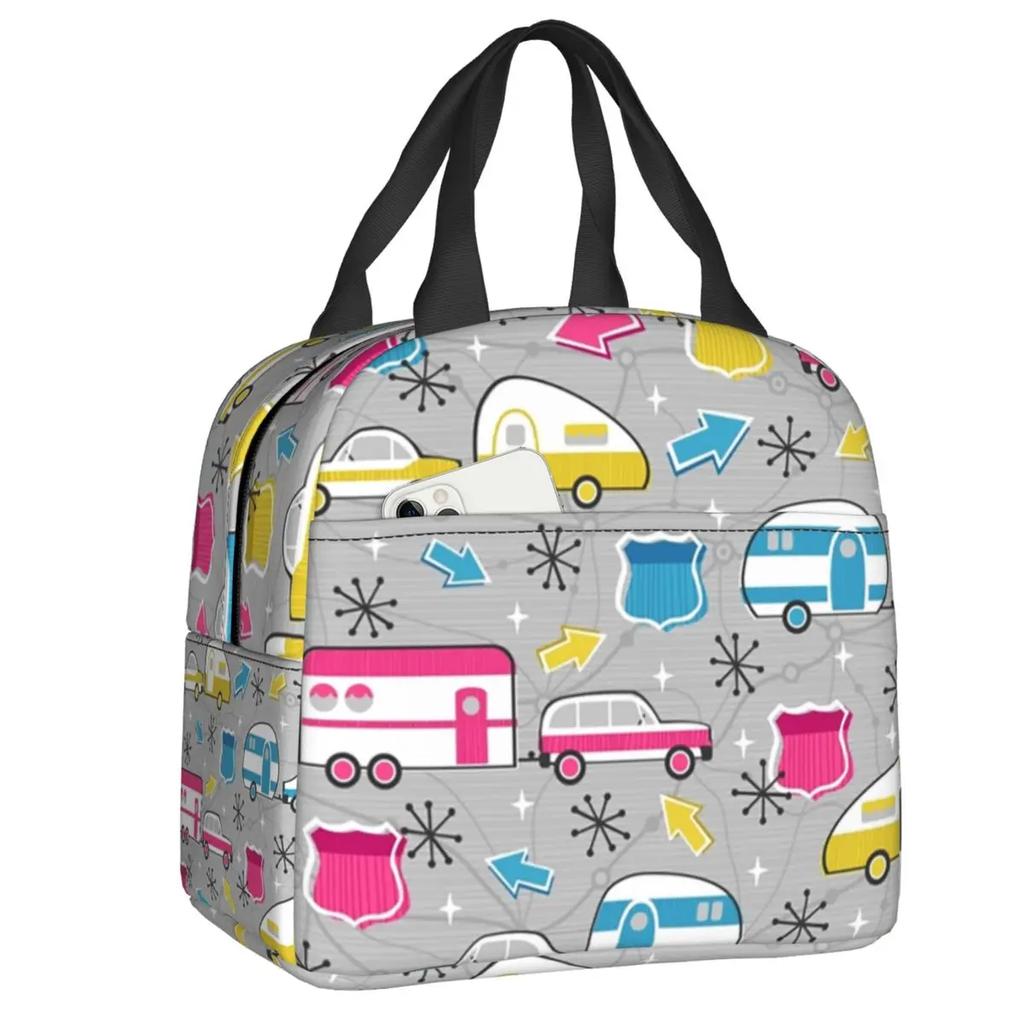 Красочные старинные караваны и цветы узор термоизолированные сумки для обеда женские счастливые туристы портативная сумка для обеда коробка для еды