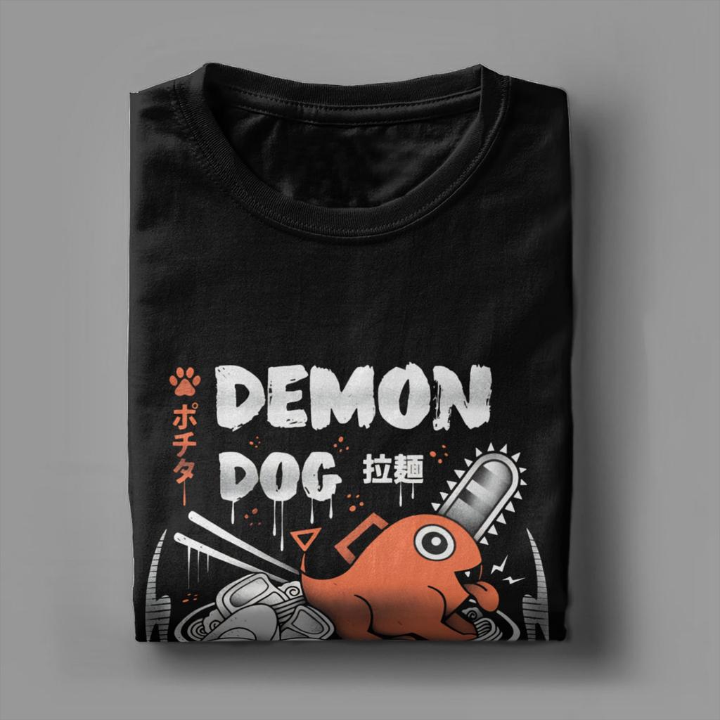 Cool Demon Dog Ramen Pochita Anime Chainsaw Men T-Shirts for Men O Neck Cotton T Shirts Short Sleeve Tee Shirt Plus Size Clothes