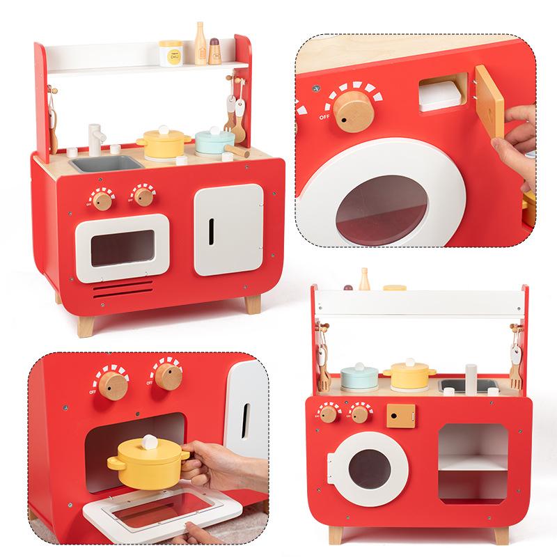 Детский деревянный симуляционный игровой домик Раннее образование Кухня Ролевая игра Кухонная плита Многофункциональные кухонные игрушки