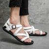 Летняя классика черно-белые мужские римские сандалии из натуральной кожи римские сандалии-гладиаторы 2024 дышащие сандалии Romanas Hombre плоские сандалии