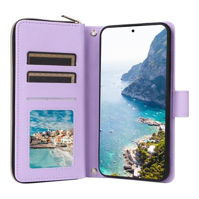 Для Samsung Galaxy S24 Чехол для телефона Кожаный чехол-книжка с ромбовидным карманом на молнии