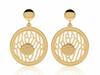 585 Gold Round Openwork Hanging Stud Earrings, Perfect As a Gift