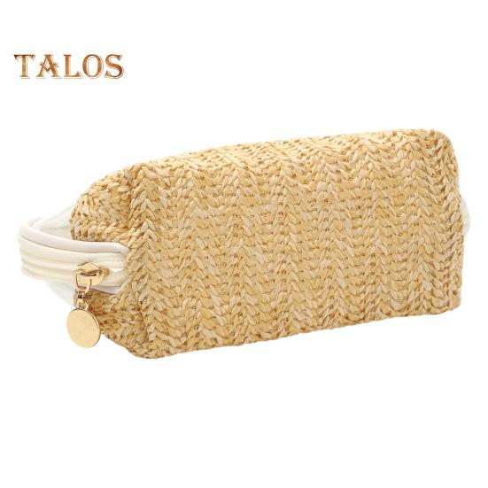 Соломенная косметичка ручной работы из прозрачного ПВХ, водонепроницаемая, большая вместимость, портативная, на молнии, многофункциональная дорожная косметичка-органайзер для туалетных принадлежностей