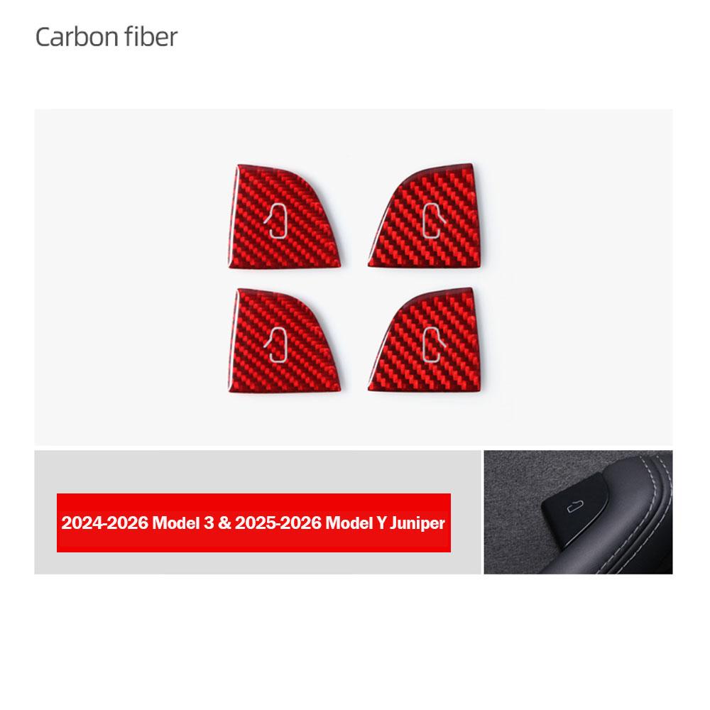 Button Stickers for Tesla Model 3 Highland Model Y Juniper 2026 2025 Carbon Fiber Door Lock Switch Trim Interior Accessories