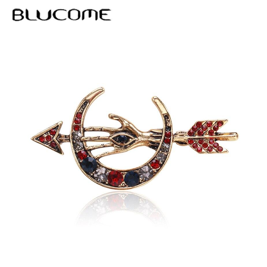 Blucome Новейшие броши в форме стрелы в форме руки, красная эмаль, спортивные стильные украшения для одежды для девочек и мальчиков, булавки для корсажа, зажимы для свитера