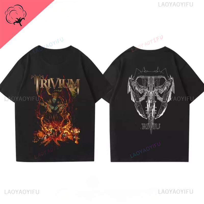 Trivium Футболка Ascend Above The Ashes Тур 2025 Футболка Двусторонняя Печать Хлопок Винтаж Хэви-метал Группа Рок-музыка Футболка