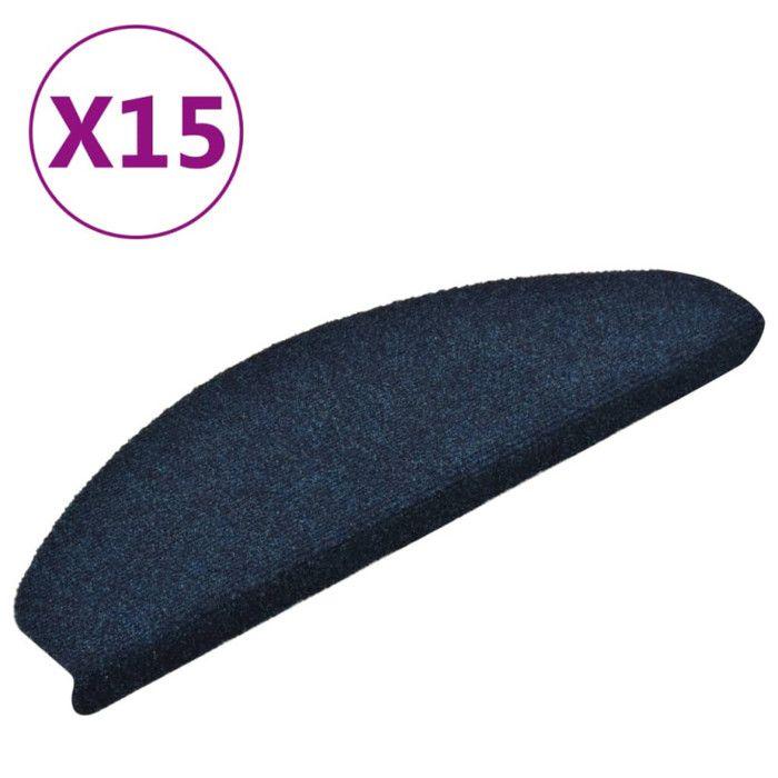 VidaXL Self-adhesive Stair Treads 15 Pieces 65 X 21 X 4 Cm Navy Blue Semicircular Large 322357