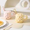 Креативная милая керамическая кружка с крышкой и ложкой, детская чашка для питья воды, парная чашка, чашка для молока и кофе для девочек