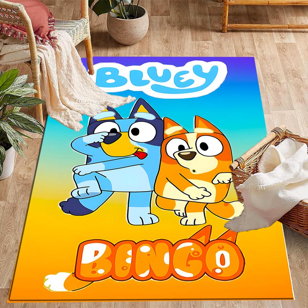 Bluey's Bus Adventure Themed Anti-Slip Rugs - Polyester Home Decor, Suitable for Bedrooms, Living Rooms, Doorways, Studios, and Decorations